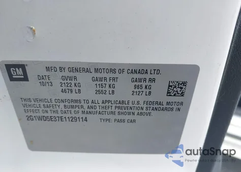 2014 Chevrolet Impala Limited Police z USA, uszkodzony, nr VIN 2G1WD5E37E1129114